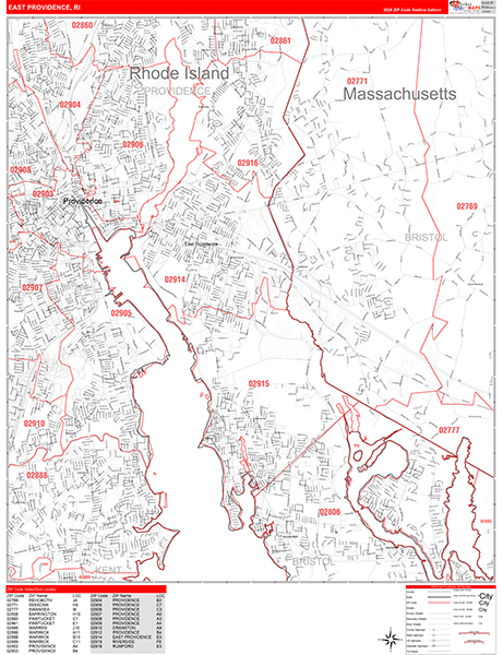 East Providence, RI Zip Code Map